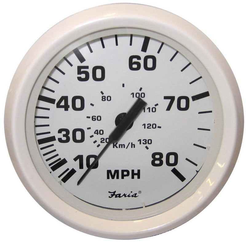 Faria Dress White 4" Speedometer - 80MPH (Pitot) [33113] - Essenbay Marine