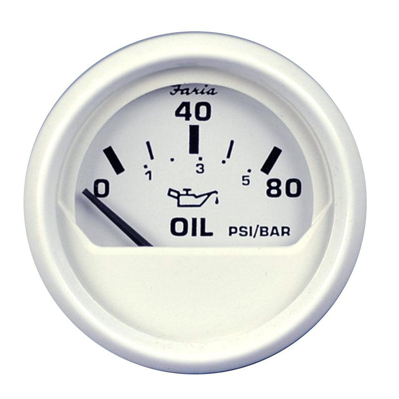 Faria Dress White 2" Oil Pressure Gauge (80 PSI) [13102] - Essenbay Marine