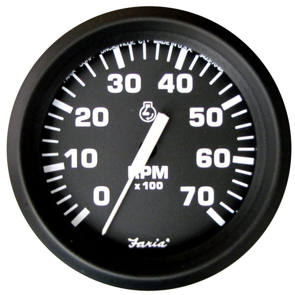 Faria Euro Black 4" Tachometer - 7,000 RPM (Gas - All Outboard) [32805] - Essenbay Marine