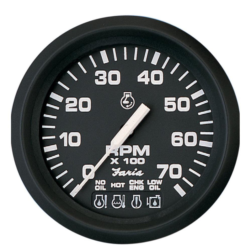 Faria Euro Black 4" Tachometer w/Systemcheck 7000 RPM (Gas) f/ Johnson / Evinrude Outboard) [32850] - Essenbay Marine