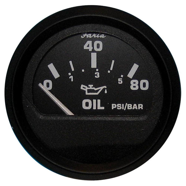 Faria Euro Black 2" Oil Pressure Gauge (80 PSI) [12803] - Essenbay Marine