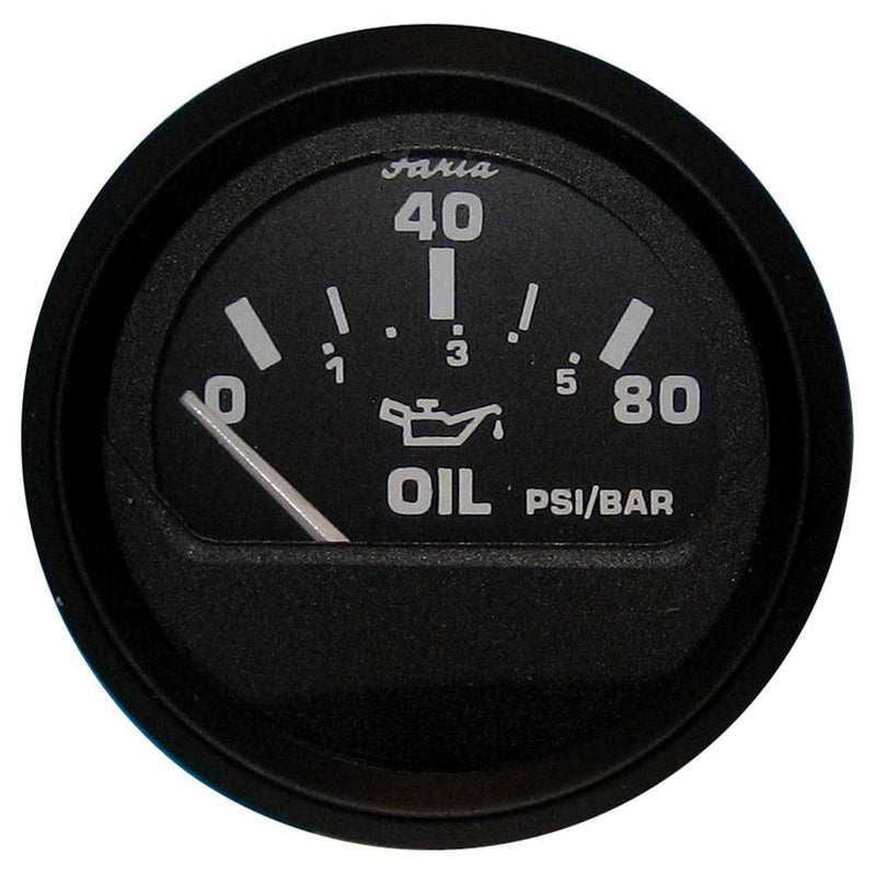 Faria Euro Black 2" Oil Pressure Gauge (80 PSI) [12803] - Essenbay Marine