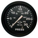Faria Euro Black 2" Water Pressure Gauge (30 PSI) [12810] - Essenbay Marine