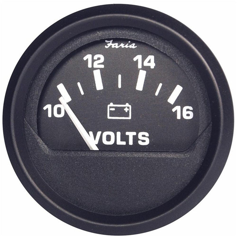 Faria Euro Black 2" Voltmeter (10-16 V) [12821] - Essenbay Marine