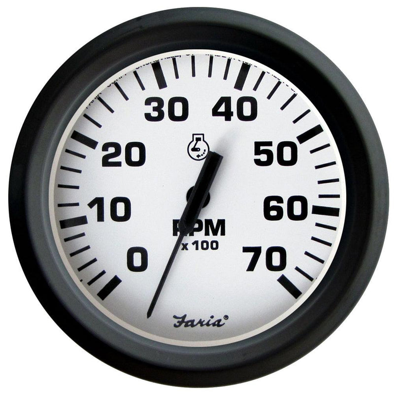 Faria Euro White 4" Tachometer 7000 RPM (Gas) (Outboards) [32905] - Essenbay Marine