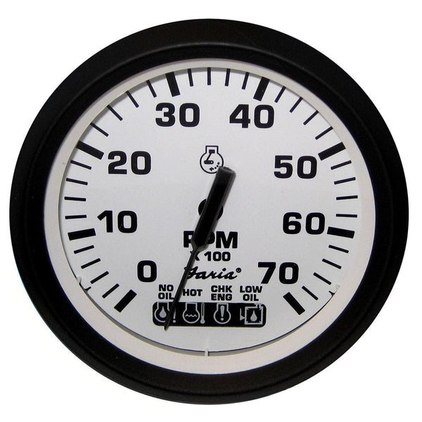 Faria Euro White 4" Tachometer w/ SystemCheck Indicator 7000 RPM (Gas) (Johnson / Evinrude Outboard) [32950] - Essenbay Marine