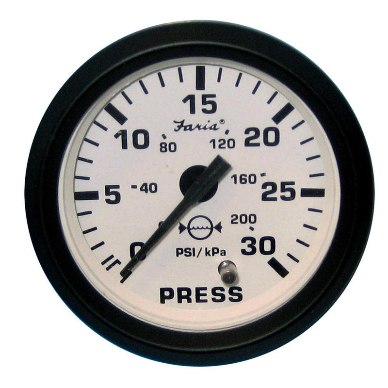 Faria Euro White 2" Water Pressure Gauge (30 PSI) [12903] - Essenbay Marine