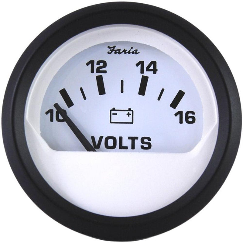 Faria Euro White 2" Voltmeter (10-16 VDC) [12911] - Essenbay Marine