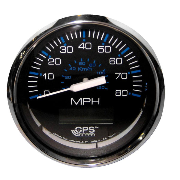 Faria Chesapeake Black 4" Speedometer w/ LCD Heading Display - 80MPH (GPS) [33730] - Essenbay Marine