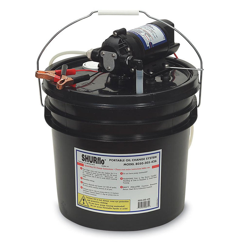 Shurflo by Pentair Oil Change Pump w/3.5 Gallon Bucket - 12 VDC, 1.5 GPM [8050-305-426] - Essenbay Marine
