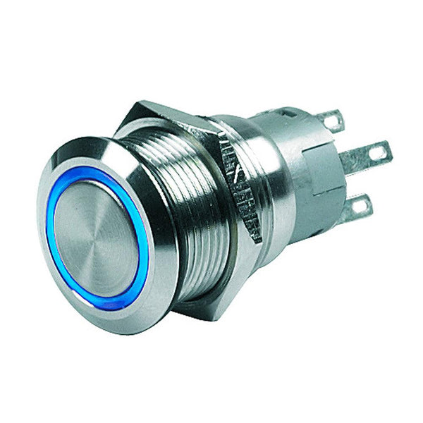 Marinco Push Button Switch - 24V Latching On/Off - Blue LED [80-511-0007-01] - Essenbay Marine