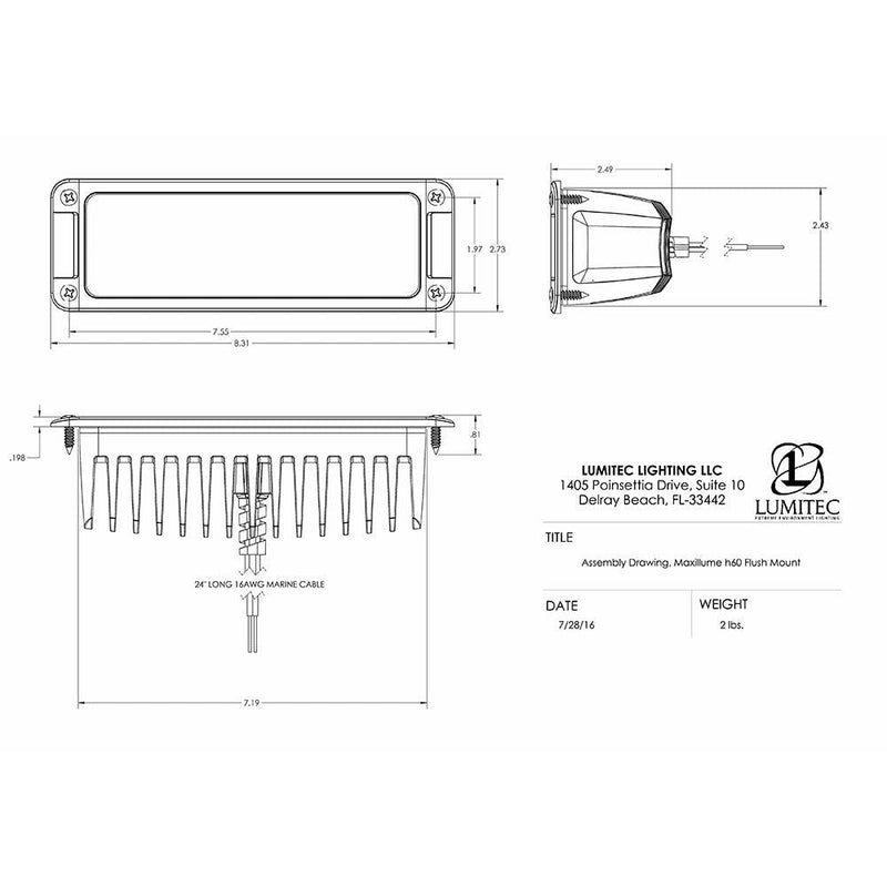 Lumitec Maxillumeh60 - Flush Mount Flood Light - White Housing - White Dimming [101336] - Essenbay Marine