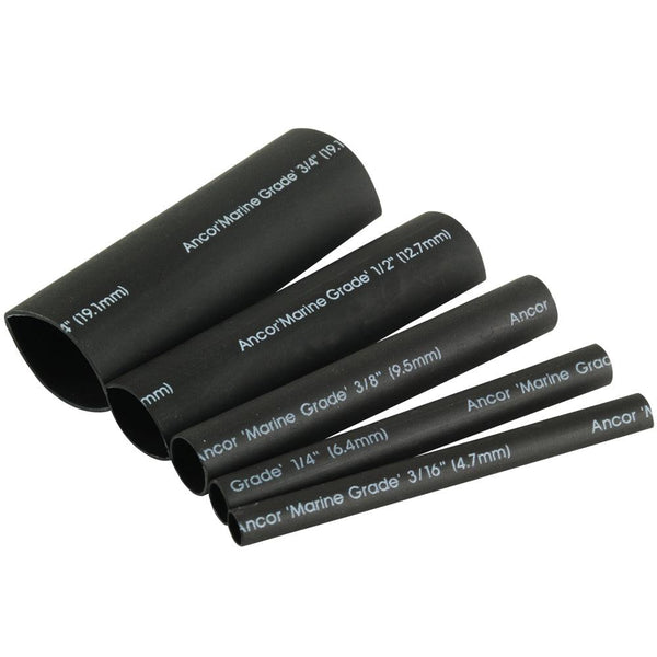 Ancor Adhesive Lined Heat Shrink Tubing Kit - 8-Pack, 3", 20 to 2/0 AWG, Black [301503] - Essenbay Marine