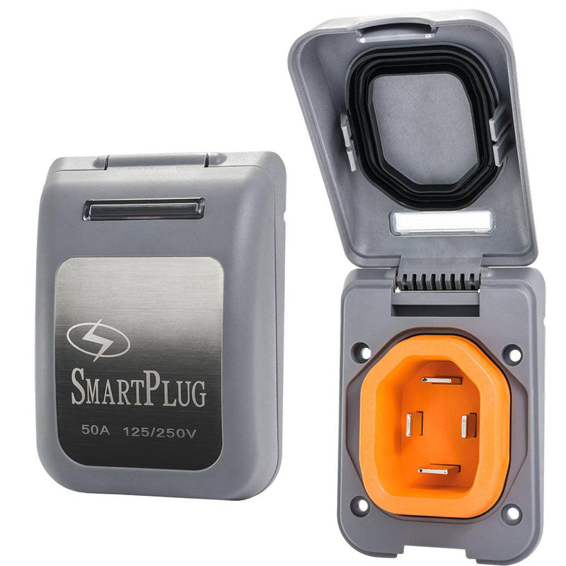 SmartPlug 50 Amp Non Metallic Gray Inlet - Boat  RV Side [BM50PG] - Essenbay Marine