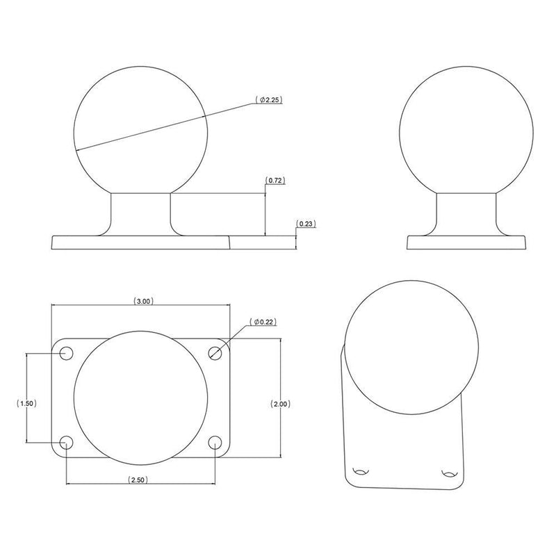 RAM Mount 2" x 3" Rectangle Base w/2.25" Ball [RAM-D-202U-23] - Essenbay Marine