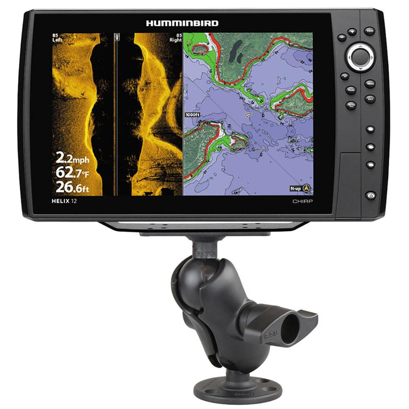 RAM Mount 2.25" Ball Mount w/3.68" Round Base & 2" x 5" Rectangular Base f/Humminbird HELIX 9, 10 & 12 [RAM-D-202-25-C-202U] - Essenbay Marine