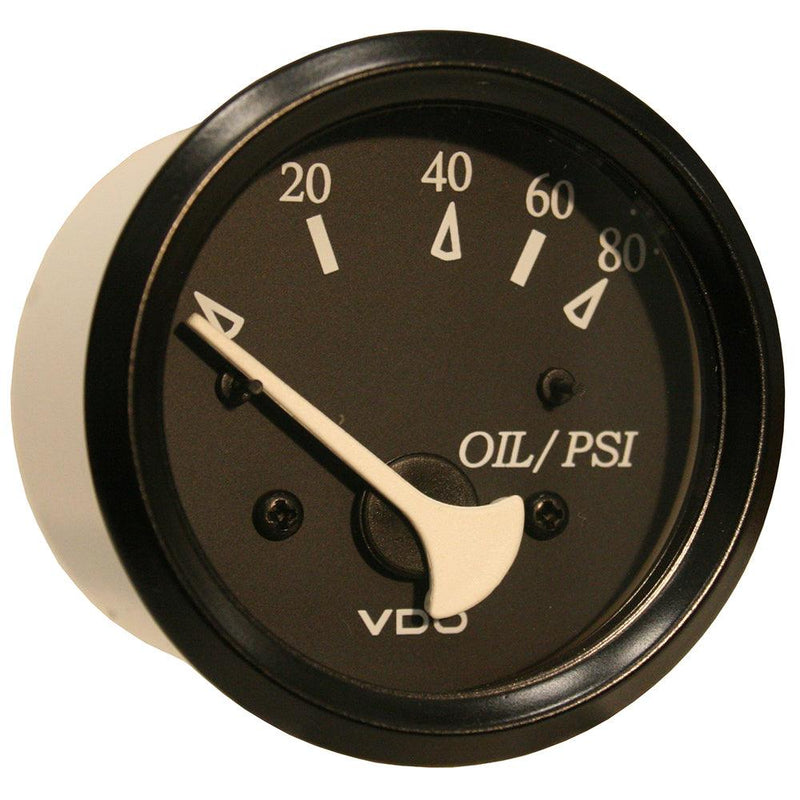 VDO Cockpit Marine Oil Pressure Gauge - 80 PSI - Black Dial/Bezel [350-11800] - Essenbay Marine
