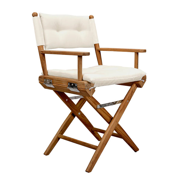 Whitecap Teak Director's Chair W/Cream Cushion 18" Part 61043 - Essenbay Marine