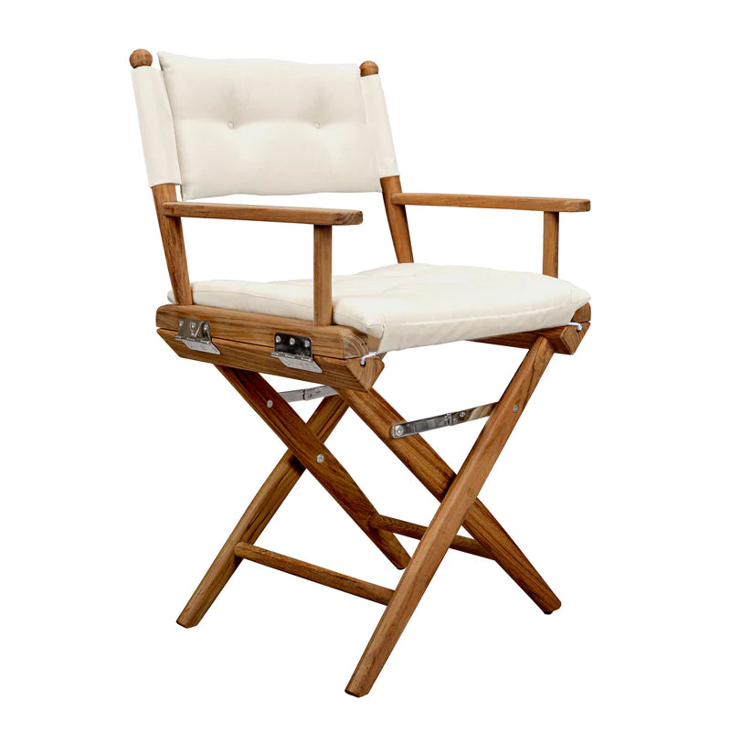 Whitecap Teak Director's Chair W/Cream Cushion 18" Part 61043 - Essenbay Marine