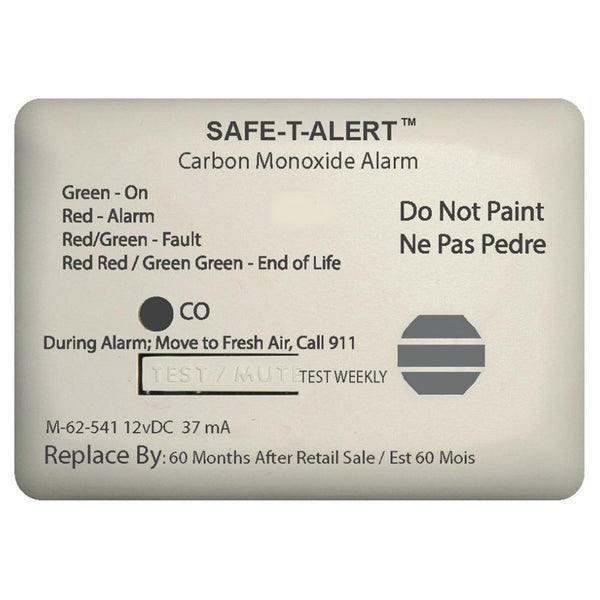 Safe-T-Alert 62 Series Carbon Monoxide Alarm - 12V - 62-541-Marine Surface Mount - White [62-541-MARINE] - Essenbay Marine