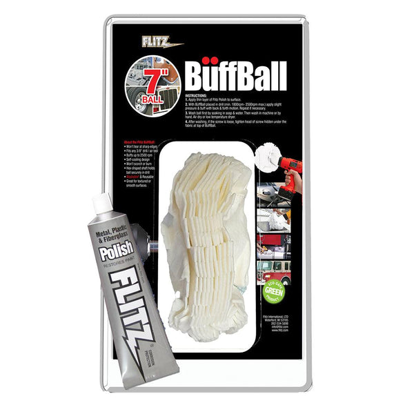 Flitz Buff Ball - Extra Large 7" - White w/1.76oz Tube Flitz Polish [WB 201-50] - Essenbay Marine