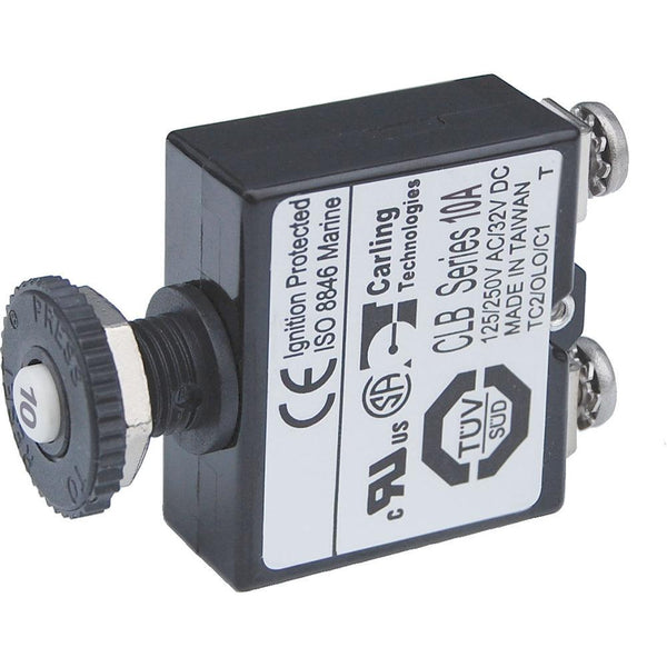 Blue Sea Push Button Reset Only Screw Terminal Circuit Breaker - 10 Amps [2132] - Essenbay Marine