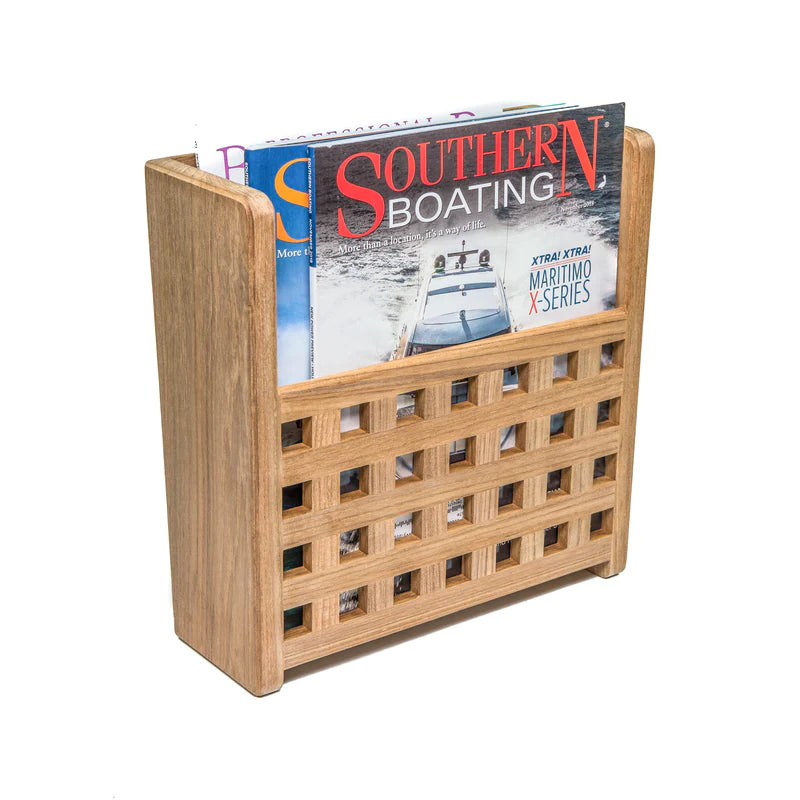 Whitecap Teak Grate Front Magazine Utility Storage Rack Part 62502 - Essenbay Marine