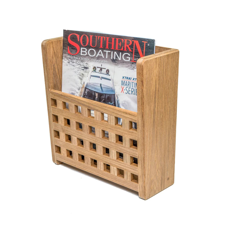 Whitecap Teak Grate Front Magazine Utility Storage Rack Part 62502 - Essenbay Marine