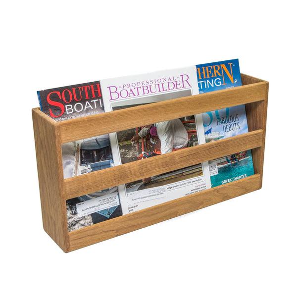 Whitecap Teak Double Wide Magazine Storage Rack Part 62508 - Essenbay Marine