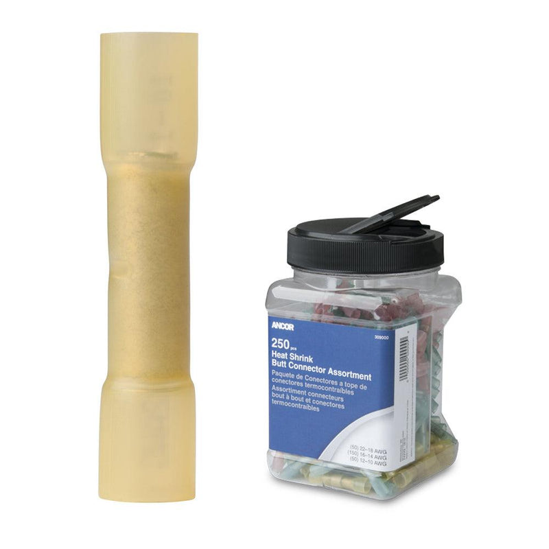 Ancor 12-10 AWG Heat Shrink Butt Connector - 250-Pieces - Jar [309201] - Essenbay Marine