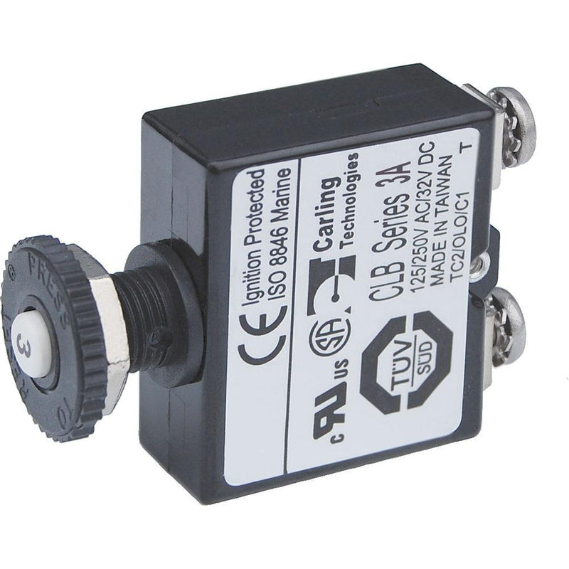 Blue Sea Push Button Reset Only Screw Terminal Circuit Breaker - 3 Amps [2129] - Essenbay Marine