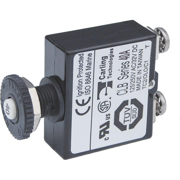 Blue Sea Push Button Reset Only Screw Terminal Circuit Breaker - 40 Amps [2137] - Essenbay Marine