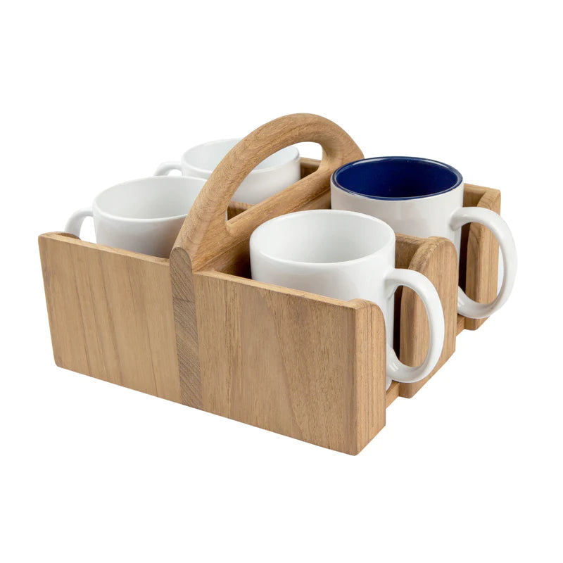 Whitecap Teak 4 Coffee Mug Holder Part 63410 - Essenbay Marine