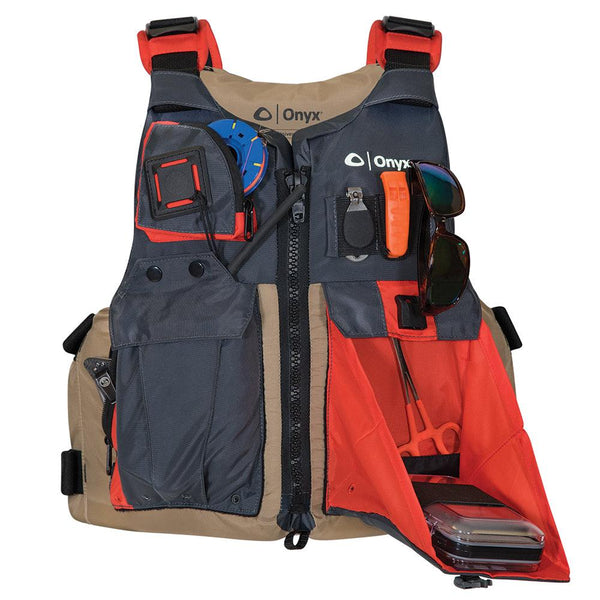 Onyx Kayak Fishing Vest - Adult Universal - Tan/Grey [121700-706-004-17] - Essenbay Marine