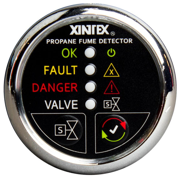 Fireboy-Xintex Propane Fume Detector w/Plastic Sensor  Solenoid Valve - Chrome Bezel Display [P-1CS-R] - Essenbay Marine