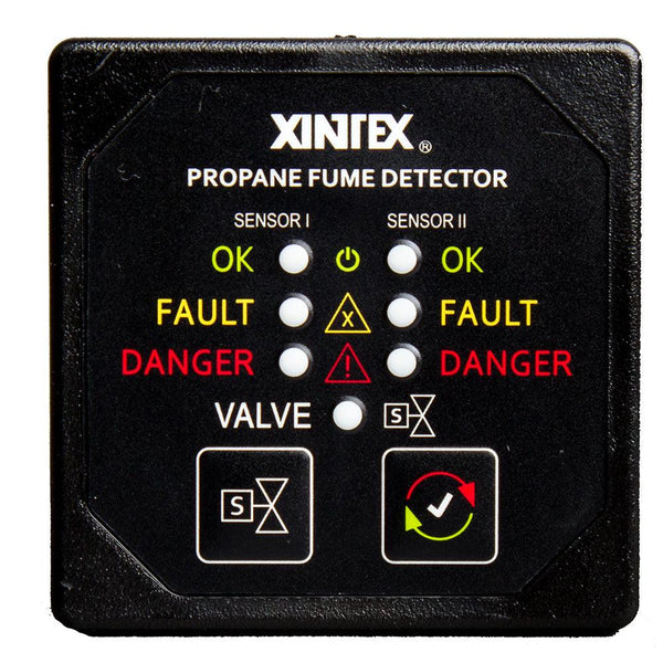 Fireboy-Xintex Propane Fume Detector w/2 Plastic Sensors - No Solenoid Valve - Square Black Bezel Display [P-2BNV-R] - Essenbay Marine