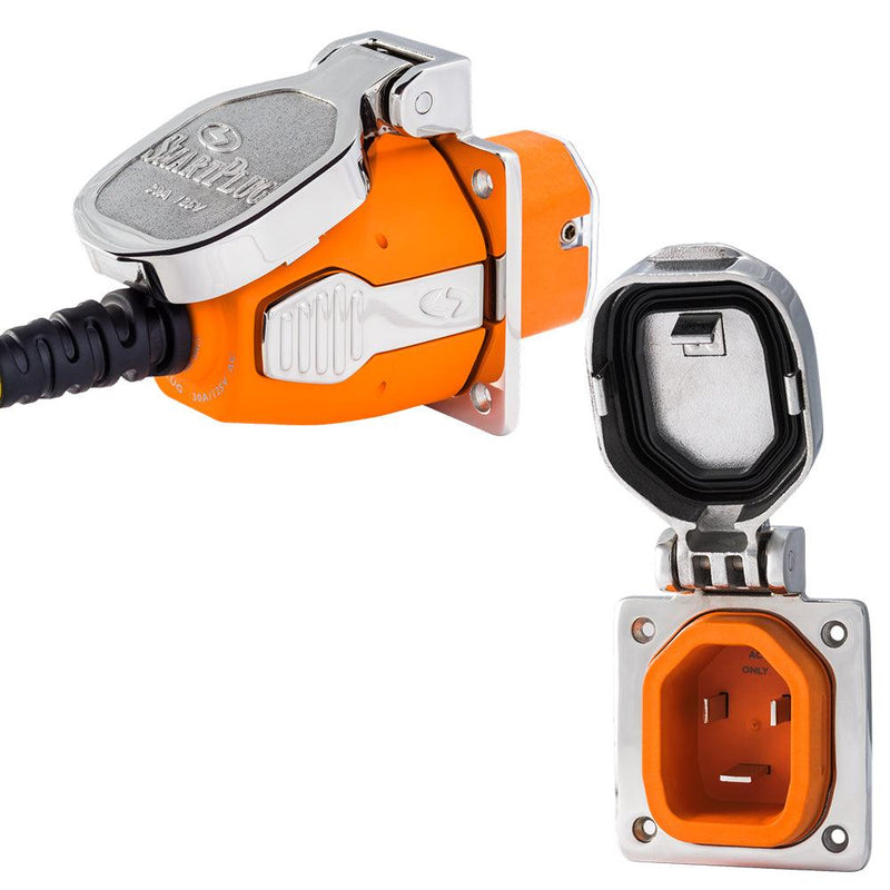 SmartPlug 30 Amp Inlet  Plug Combo Stainless Steel No Thermostat - Boat  RV Side [B30ASSYNT] - Essenbay Marine