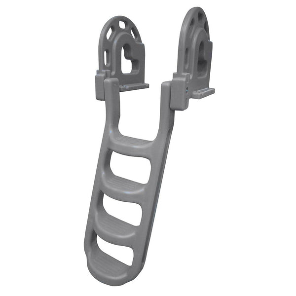 Dock Edge Stand-Off Flip-Up Polyethylene Roto Molded 4-Step Dock Ladder - Grey [2084-F] - Essenbay Marine