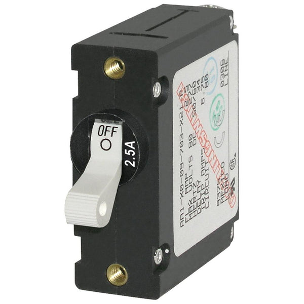 Blue Sea 7197 A-Series White Toggle Circuit Breaker - Single Pole 2.5A [7197] - Essenbay Marine