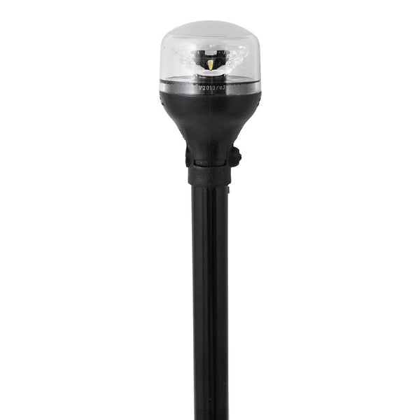 Attwood LightArmor All-Around Light - 12" Black Pole - Black Horizontal Composite Base w/Adapter [5558-P12A7] - Essenbay Marine