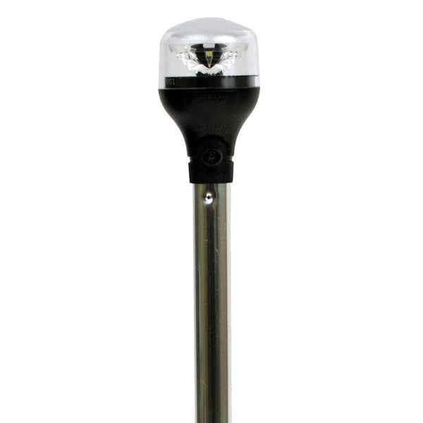 Attwood LightArmor Plug-In All-Around Light - 20" Aluminum Pole - Black Horizontal Composite Base w/Adapter [5550-PA20-7] - Essenbay Marine