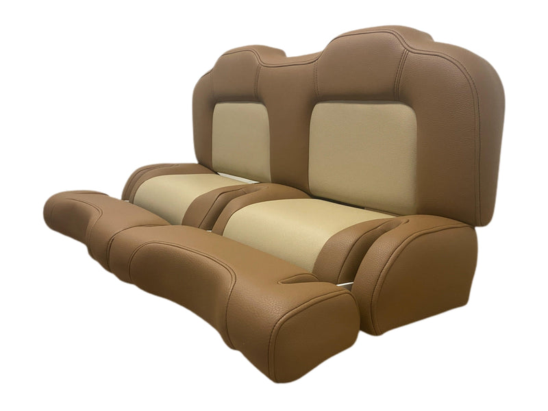 Key West Style Brown & Tan Seat with Flip Up Bolsters - No Leaning Post Cushions Only - Essenbay Marine