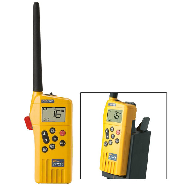 Ocean Signal SafeSea V100 GMDSS VHF Radio - 21 Channels w/Battery Kit [720S-00614] - Essenbay Marine