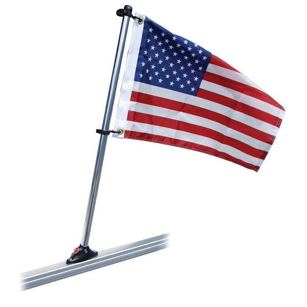 Taylor Made Pontoon 30" Flag Pole Mount & 16" x 24" US Flag [922] - Essenbay Marine