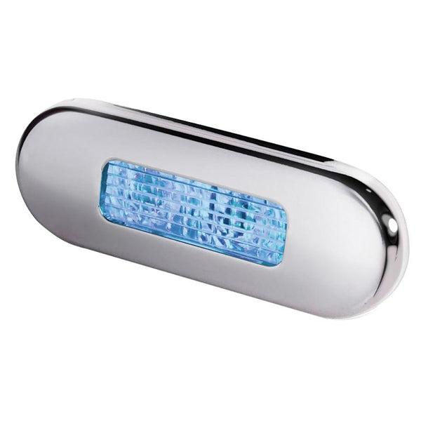 Hella Marine Surface Mount Oblong LED Courtesy Lamp - Blue LED - Stainless Steel Bezel [980869601] - Essenbay Marine