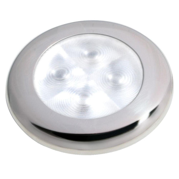 Hella Marine Slim Line LED 'Enhanced Brightness' Round Courtesy Lamp - White LED - Stainless Steel Bezel - 12V [980500521] - Essenbay Marine