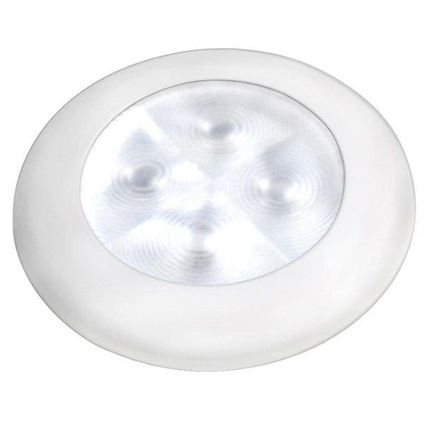 Hella Marine Slim Line LED 'Enhanced Brightness' Round Courtesy Lamp - White LED - White Plastic Bezel - 12V [980500541] - Essenbay Marine