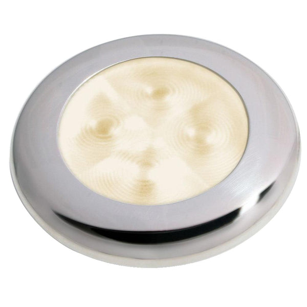 Hella Marine Slim Line LED 'Enhanced Brightness' Round Courtesy Lamp - Warm White LED - Stainless Steel Bezel - 12V [980500721] - Essenbay Marine