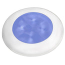 Hella Marine Slim Line LED 'Enhanced Brightness' Round Courtesy Lamp - Blue LED - White Plastic Bezel - 12V [980502241] - Essenbay Marine