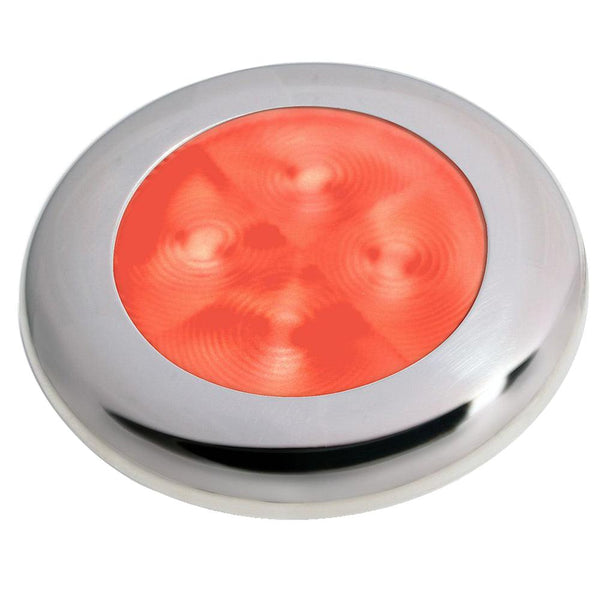 Hella Marine Slim Line LED 'Enhanced Brightness' Round Courtesy Lamp - Red LED - Stainless Steel Bezel - 12V [980507221] - Essenbay Marine
